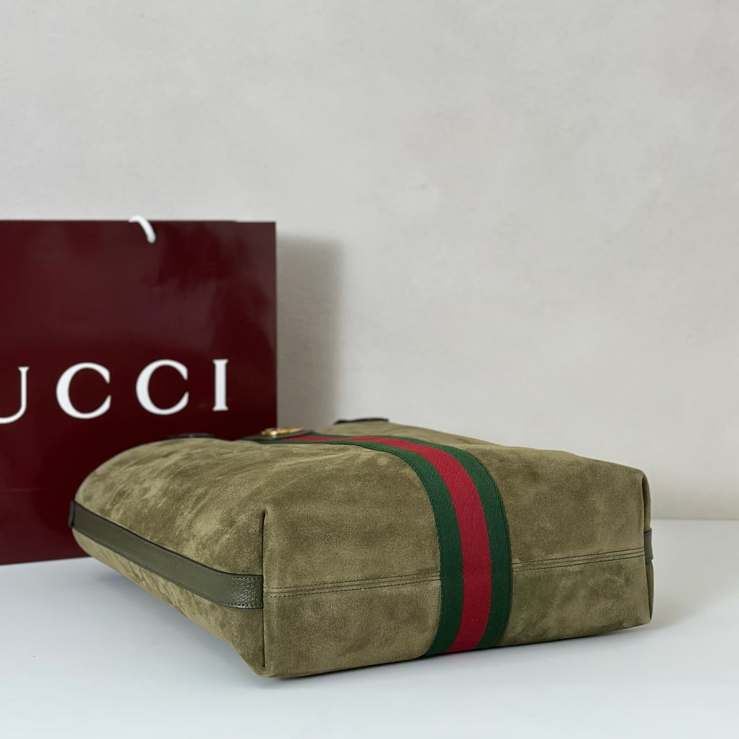 Gucci Ophidia medium tote bag 834465 dark green suede High