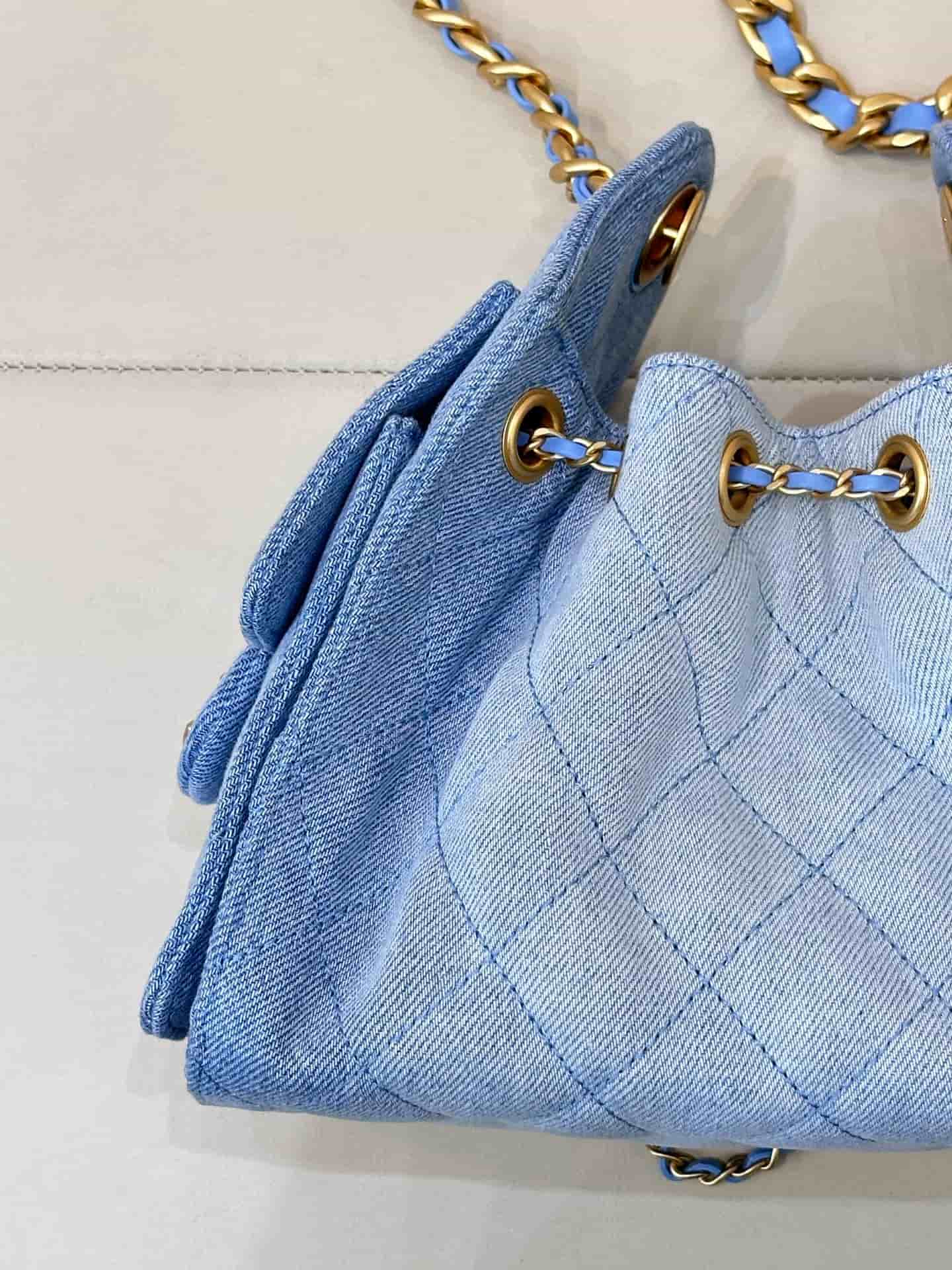 CHANEL 25 Mini Handbag AS5631 Denim &Gold-tone Metal Blue TOP
