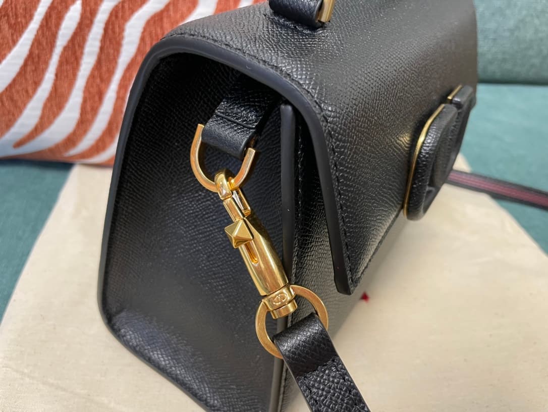 Valentino Mini Vsling Handbag In Black Grainy Calfskin High