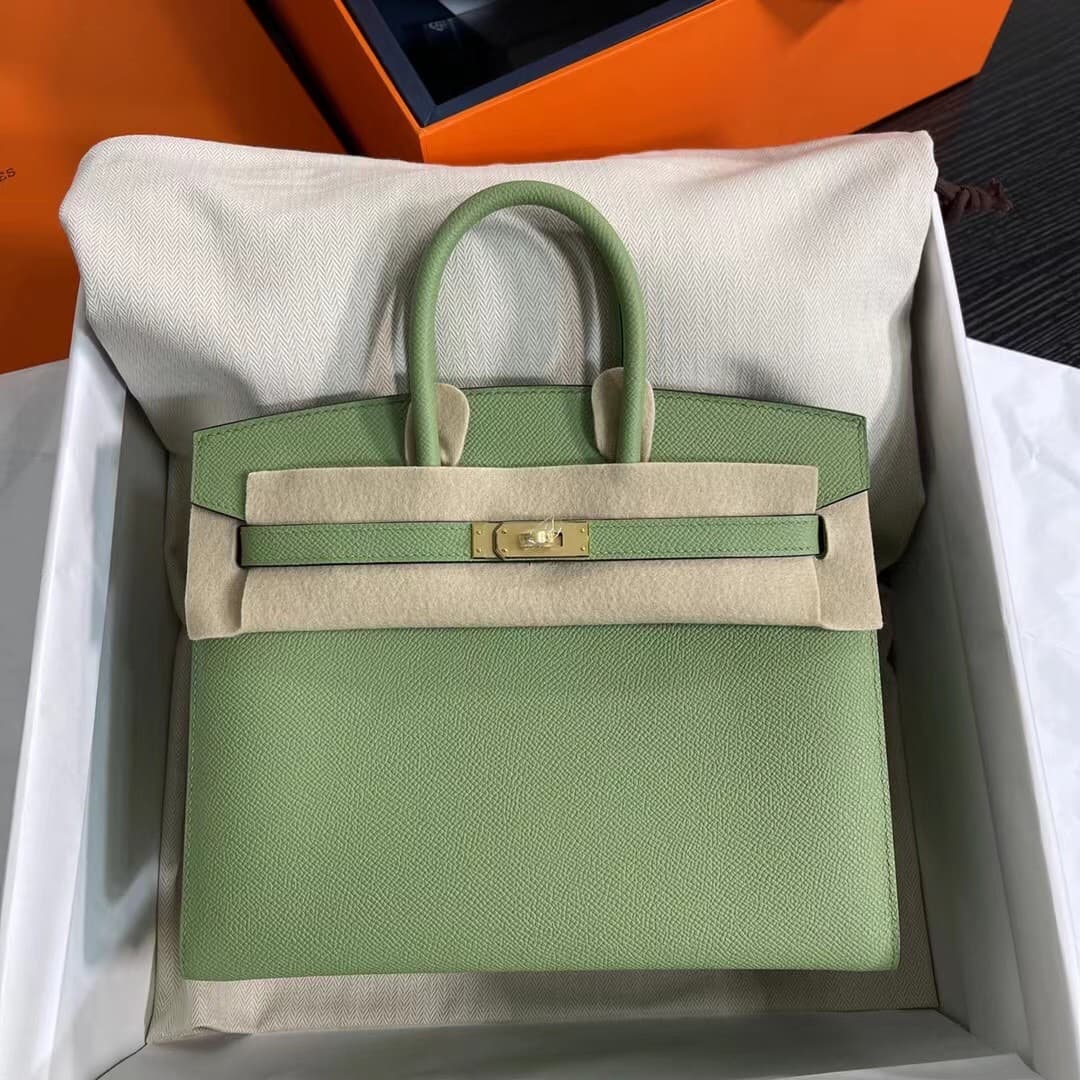Hermes Birkin Sellier Bag 25/30cm Epsom Leather WAX Vert Criquet High