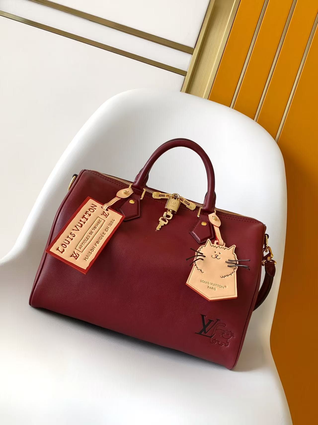 Louis Vuitton Speedy Soft 30 Plum Calfskin leather M25766 High