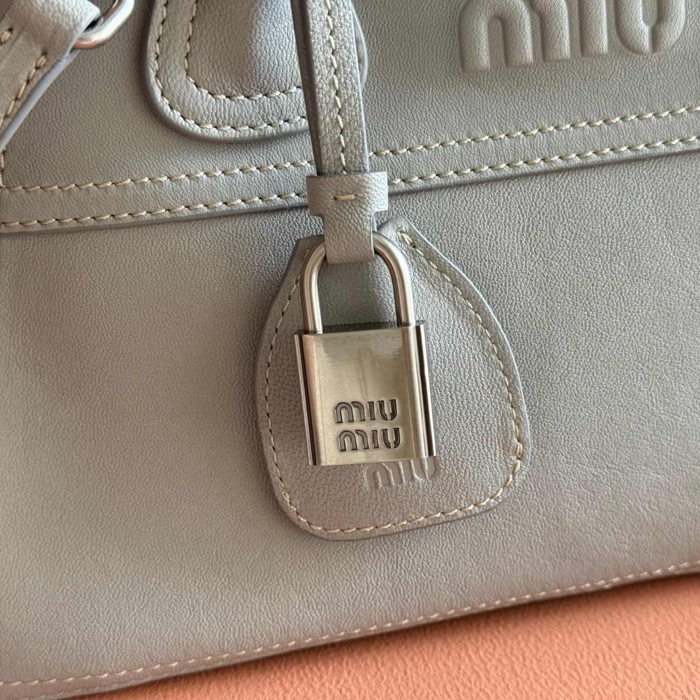 Miu Miu Vivant nappa leather bag Grey 5BB200 TOP
