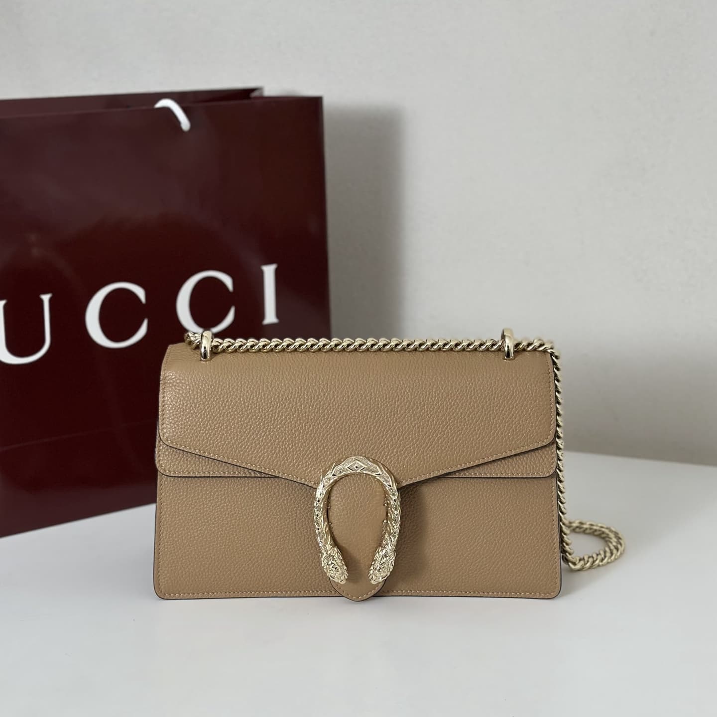 Dionysus Medium Shoulder Bag 795005 Beige Leather High