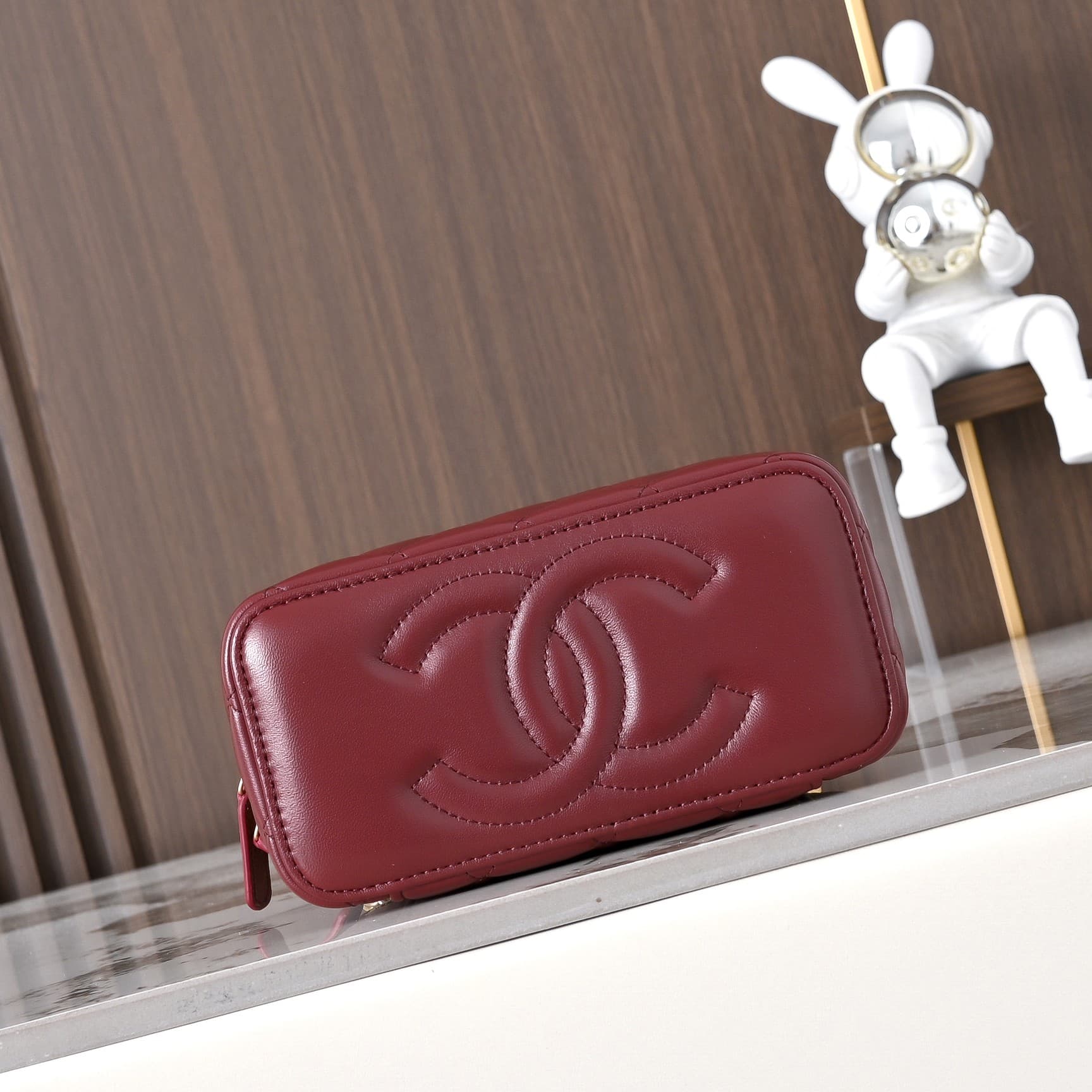 Chanel Vanity with Chain AP2303 Lambskin Gold Metal Burgundy High