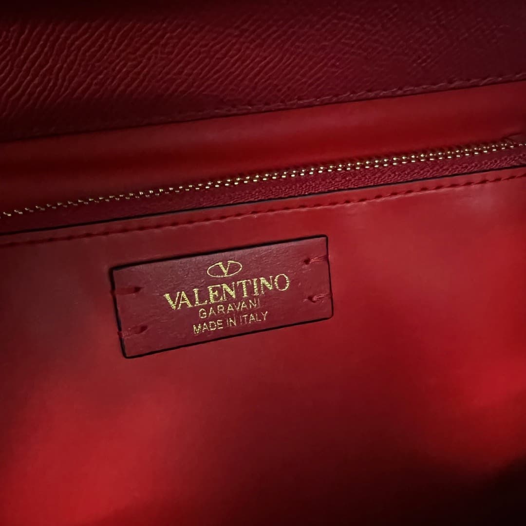 Valentino Vsling Handbag In Red Grainy Calfskin High