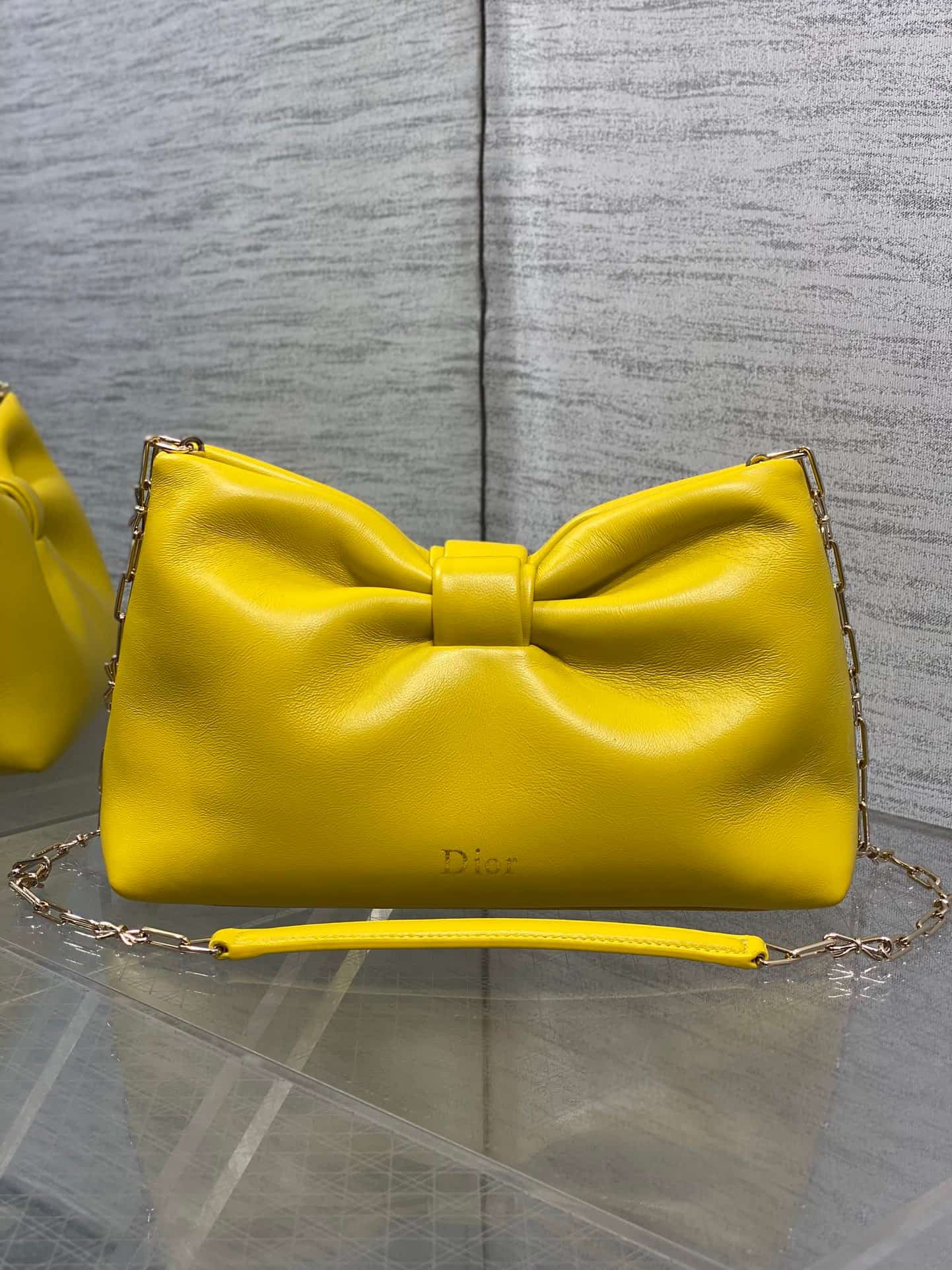 Small Dior Bow Bag Buttercup Leather High