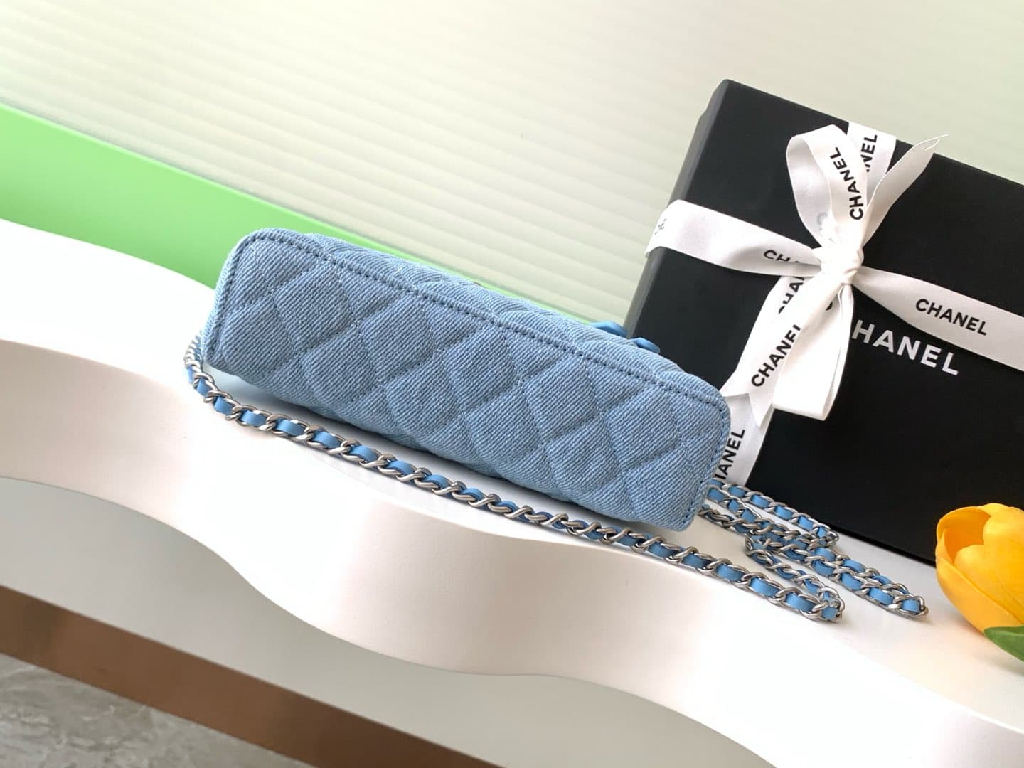 Chanel VANITY WITH CHAIN AP4407 Denim & Anti Silver-Tone Metal Blue High