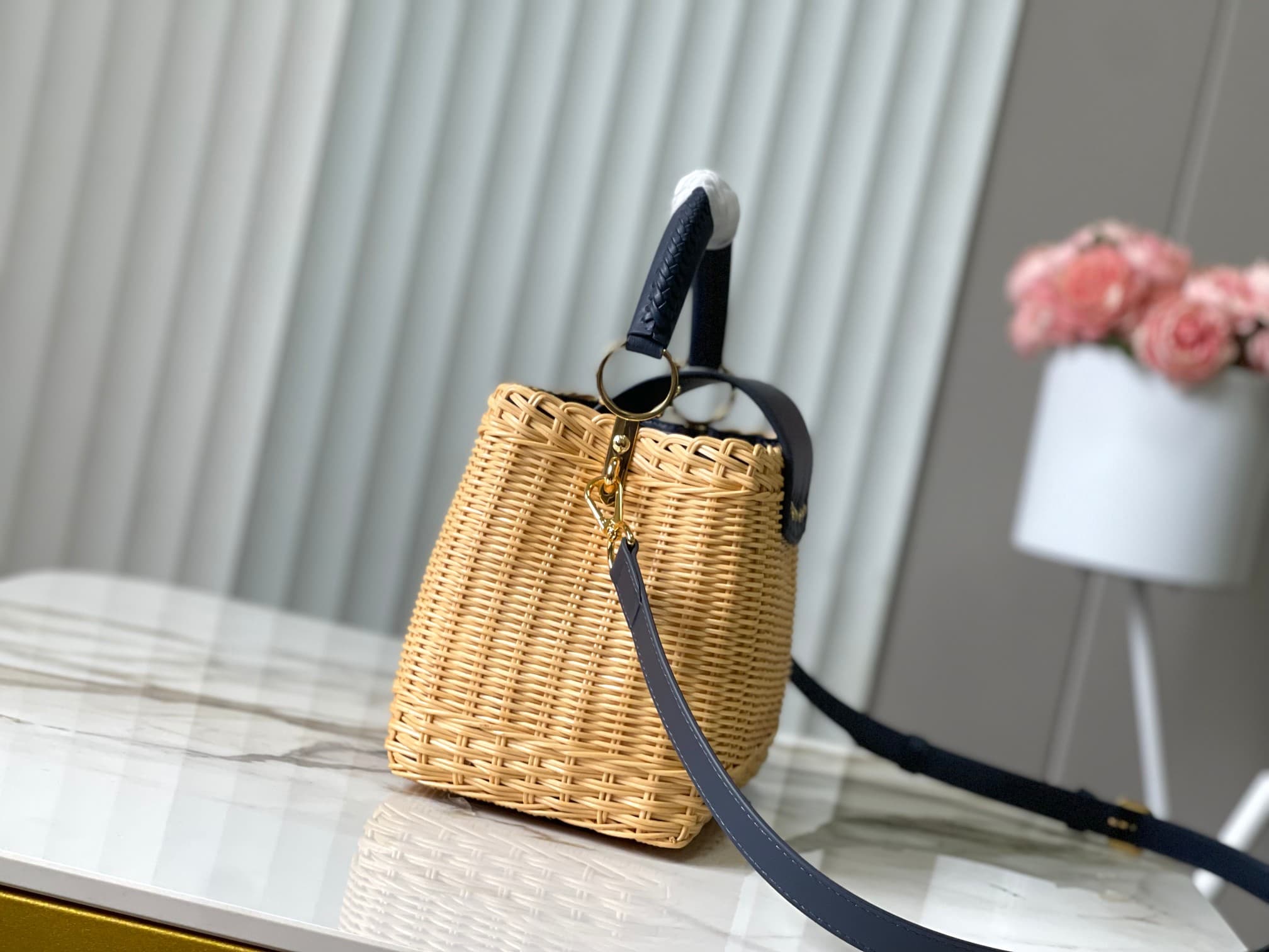 Louis Vuitton Capucines BB Rattan and cowhide leather M14366 Navy Top