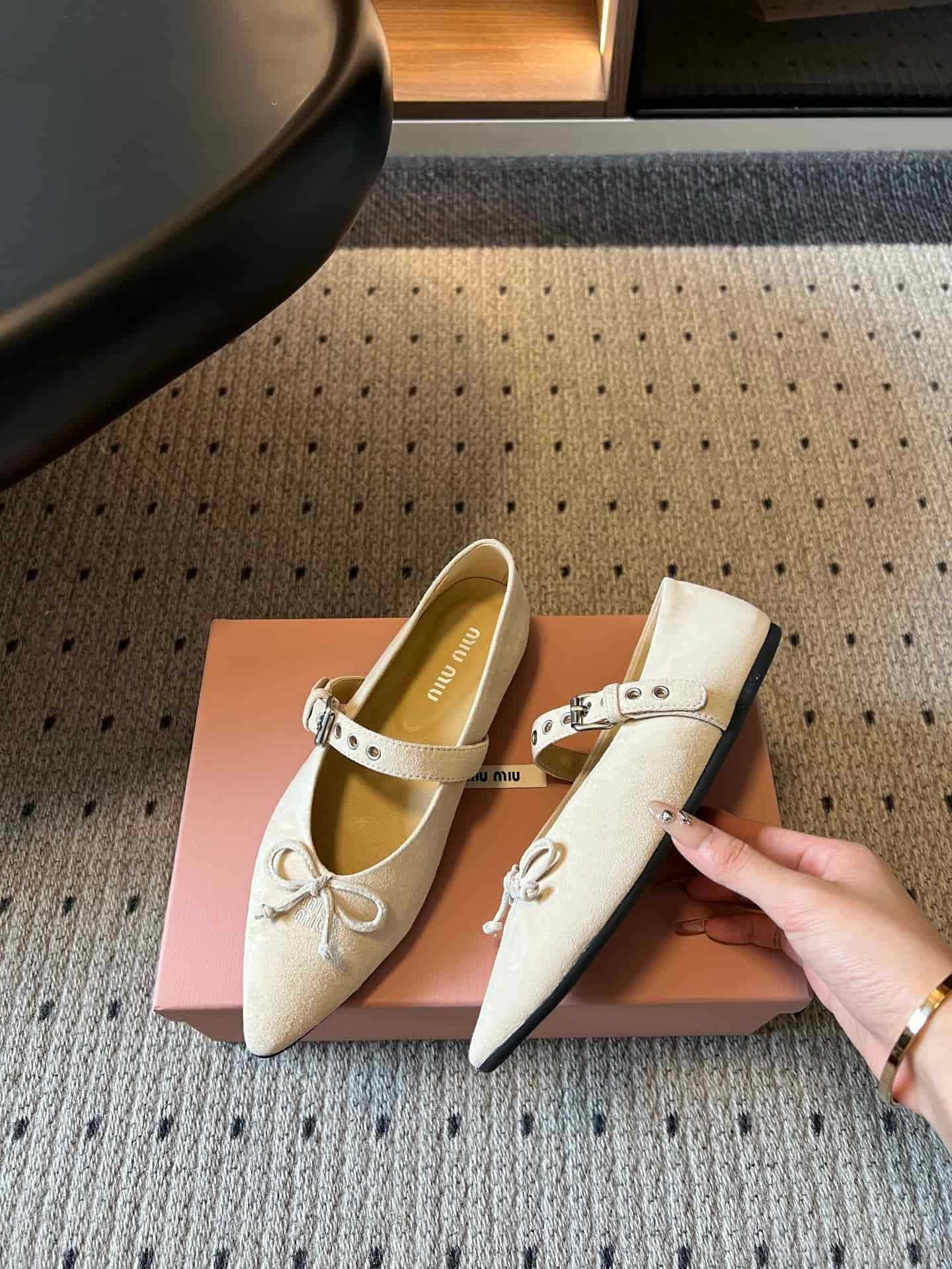 Miu Miu Pointed-toe Suede Ballet Flats