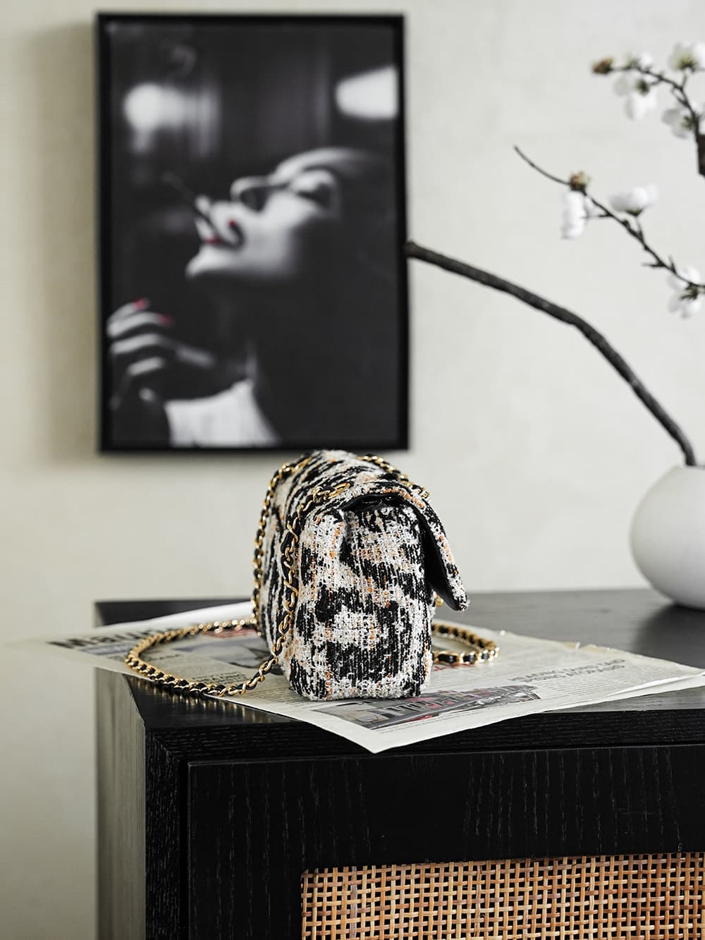 Chanel Maxi Flap bag Leopard Print Tweed & Gold-Tone Metal AS6627 A