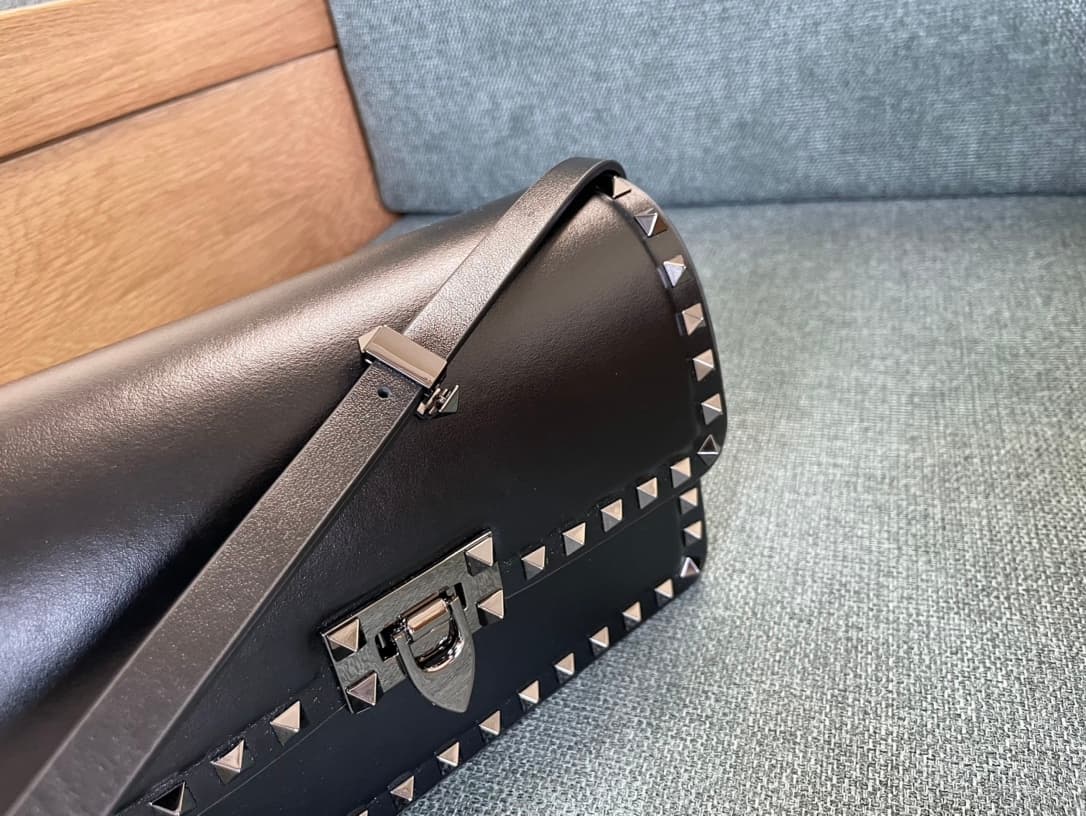 Valentino Garavani Rockstud23 Small Shoulder Bag smooth black calfskin leather high