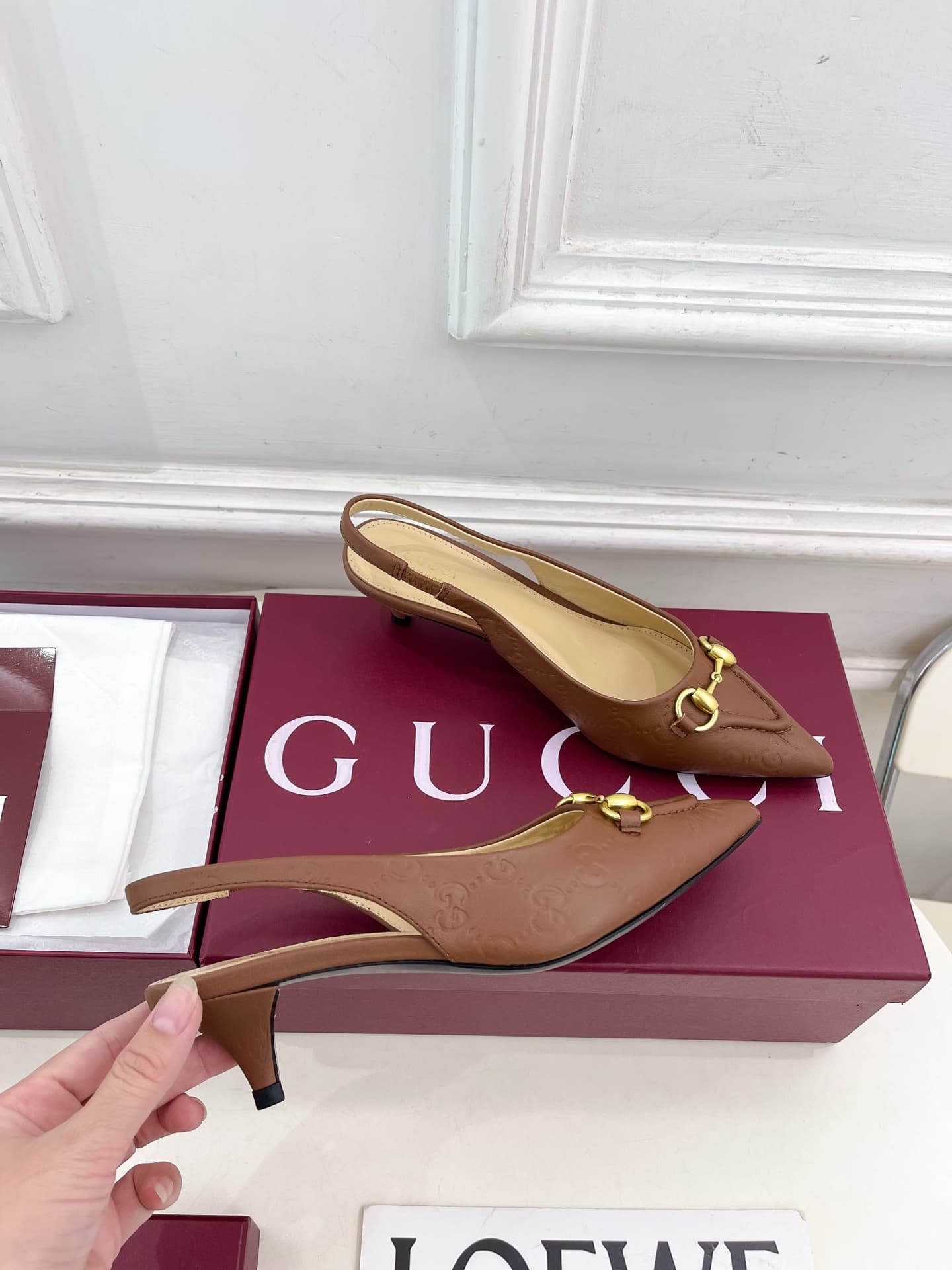 Gucci Erin GG Leather Bit Slingback Pumps Women