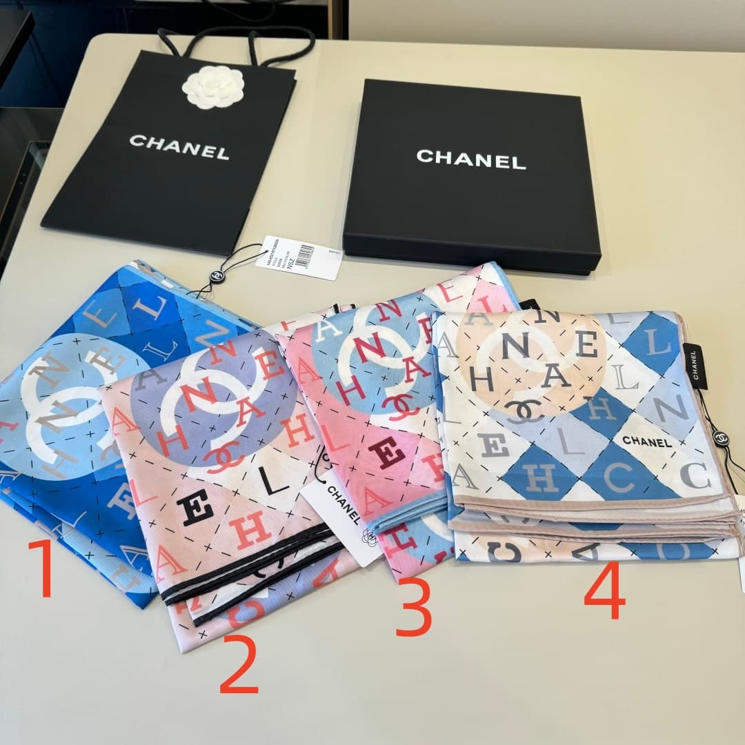 Chanel Silk Interlocking CC Logo Scarf
