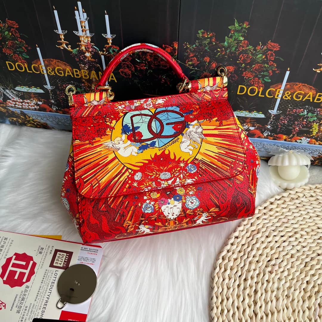 Dolce & Gabbana Miss Sicily top handle bag with multicolor print leather High