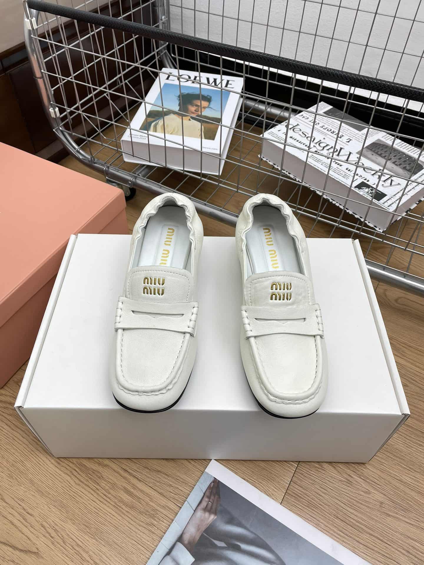 Miu Miu Ruches Nappa Leather Loafers Shoes Women