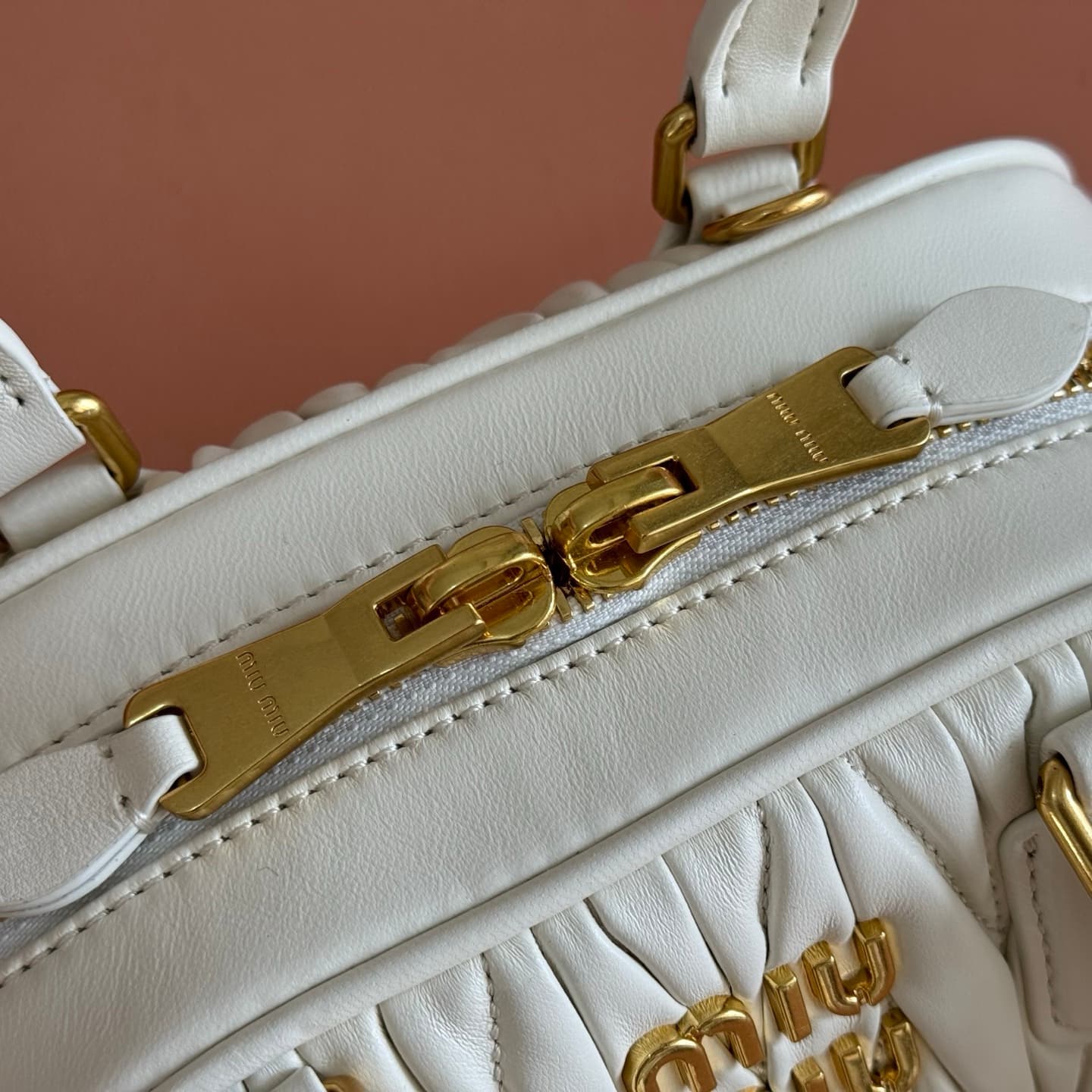 Miu Miu Arcadie Matelassé nappa leather bag White 5BB191 TOP