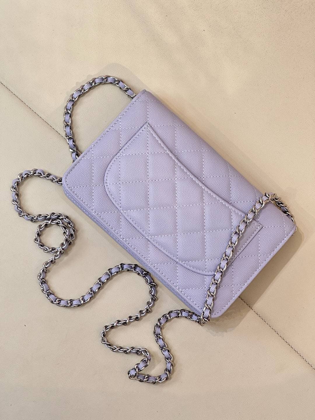 Chanel Wallet on Chain Grained Calfskin& Sliver-tone Metal AP0250 Purple TOP