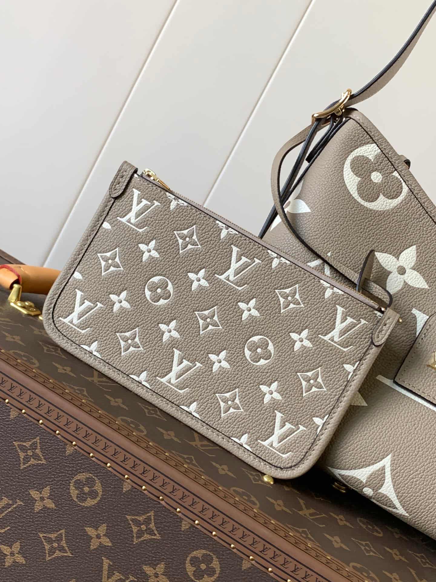 Louis Vuitton CarryAll PM Embossed supple grained cowhide leather M47180 Tourterelle Gray High