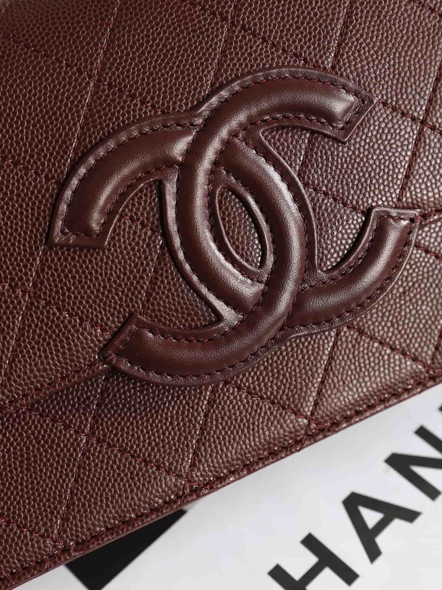 Chanel Wallet on Chain Shiny Grained Calfskin Lambskin & Gold-Tone Metal Burgundy AP5455 A