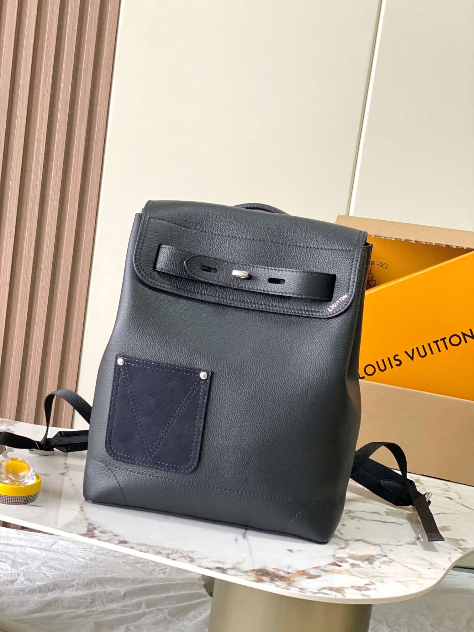 Louis Vuitton Steamer Backpack Black Touch calfskin leather M27063 TOP