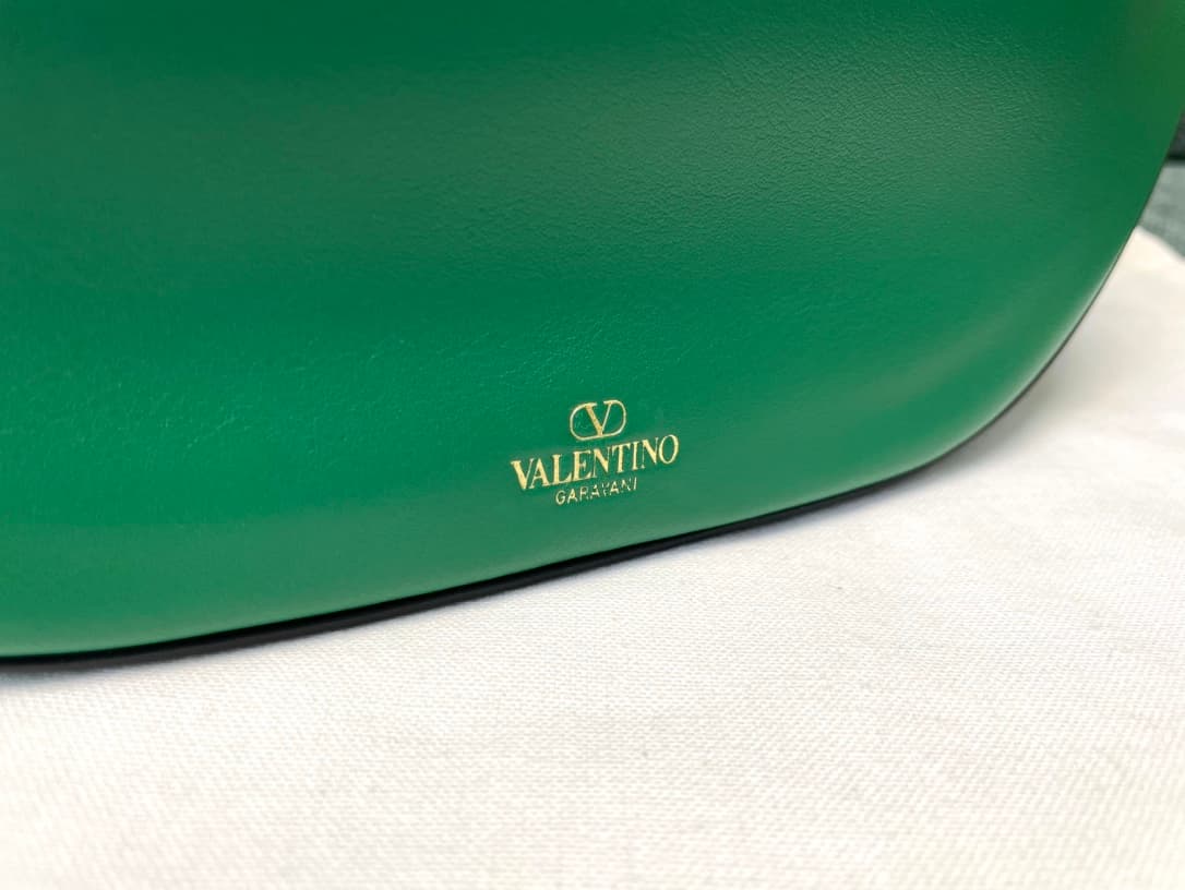 Valentino Garavani VLogo Moon small hobo bag in Green smooth calfskin High