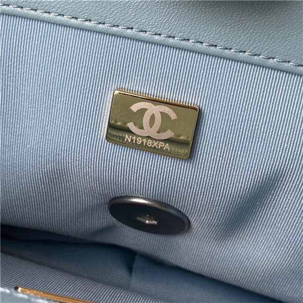 Chanel 19 Flap Bag Lambskin Blue Silver High