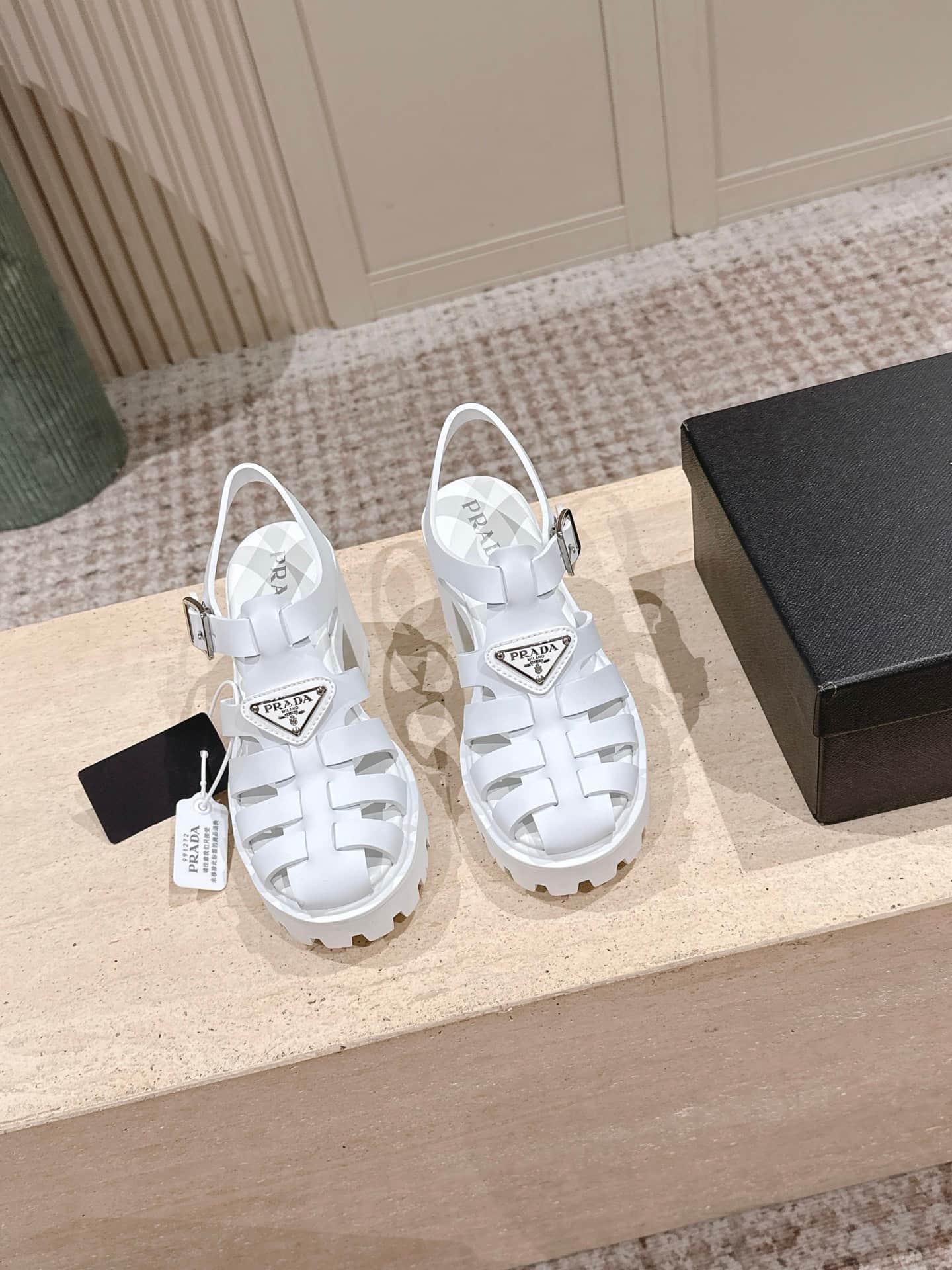 Prada Monolith Rubber Fisherman Sandals Women