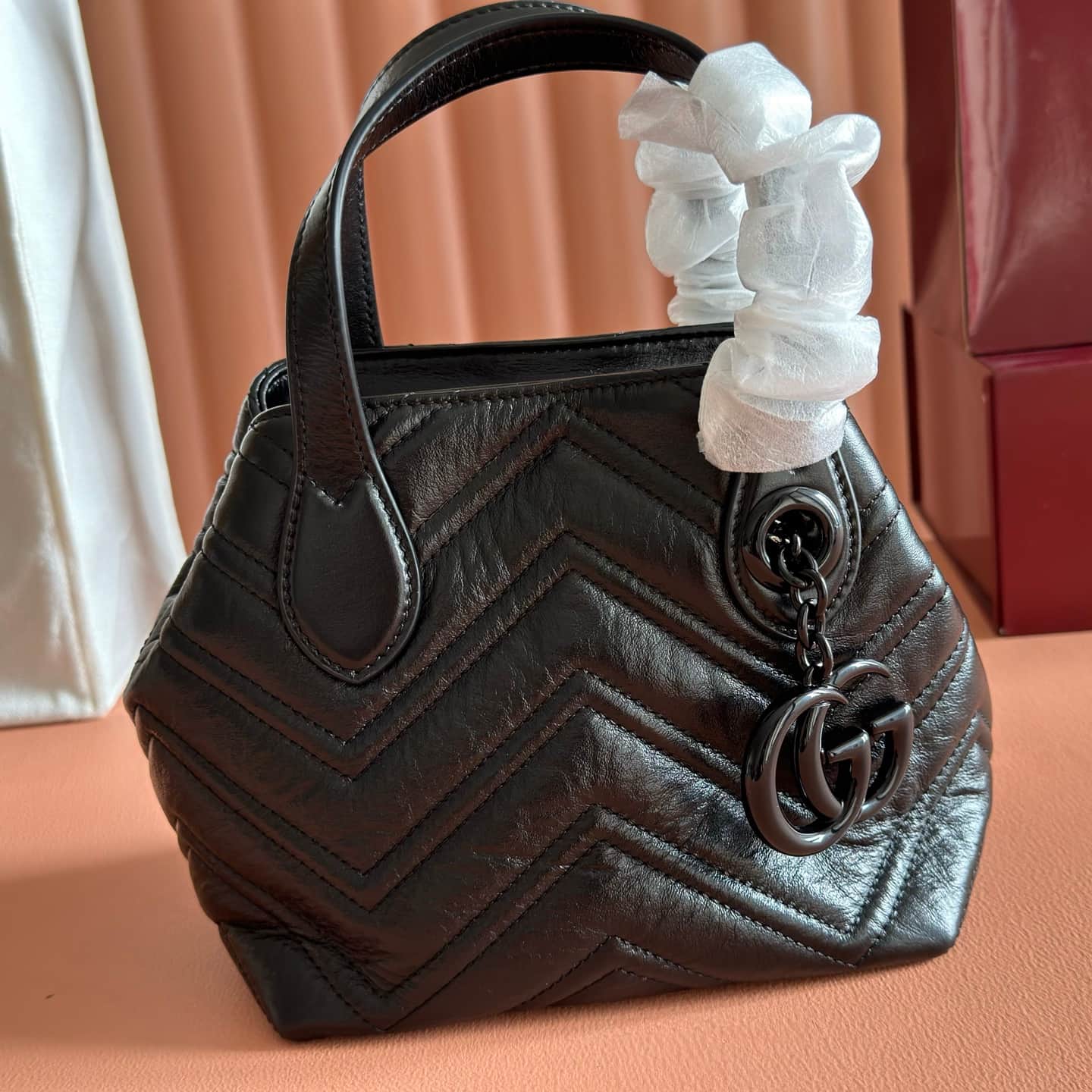 Gucci GG Marmont Small tote bag black leather ‎855391 High