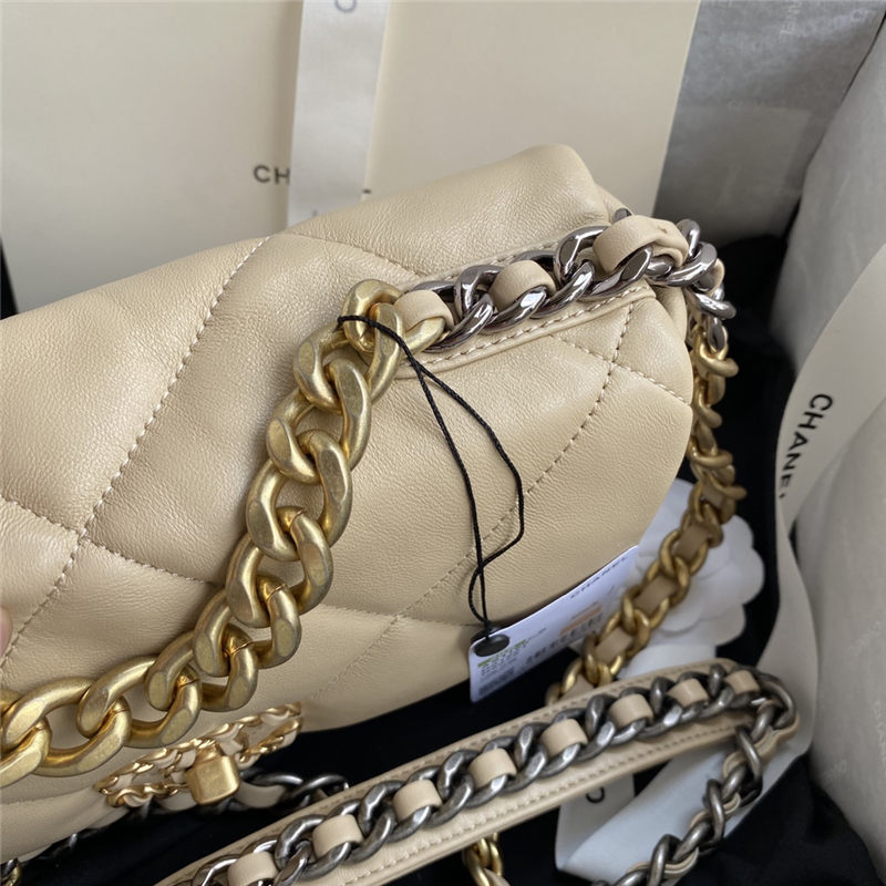 Chanel 19 Flap Bag Lambskin Beige High