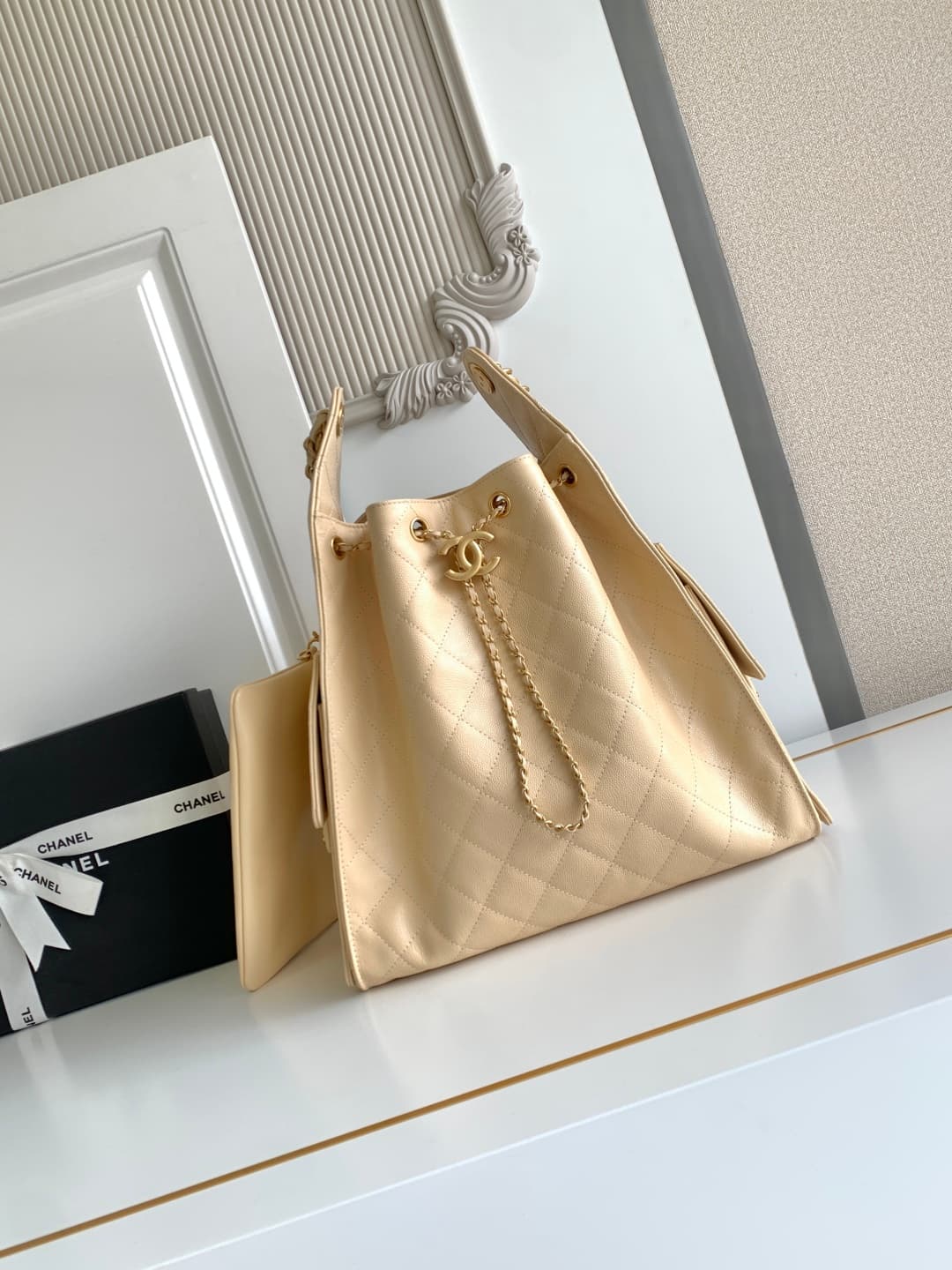 Chanel 25 Medium Hobo Medium handbag AS5311 Grained Calfskin & Gold-tone Metal Beige A
