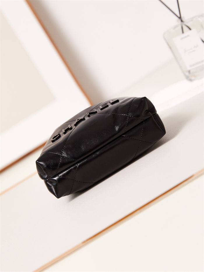 Chanel 22 MINI HANDBAG Shiny Calfskin Black & Black-Tone Metal AS3980 A