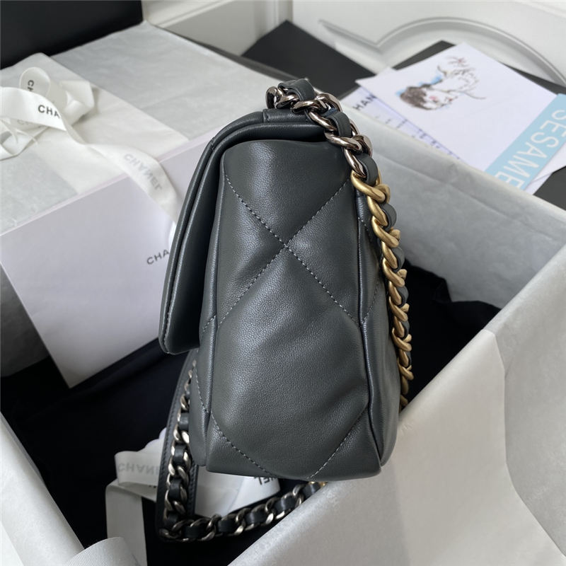 Chanel 19 Flap Bag Lambskin Dark Grey High