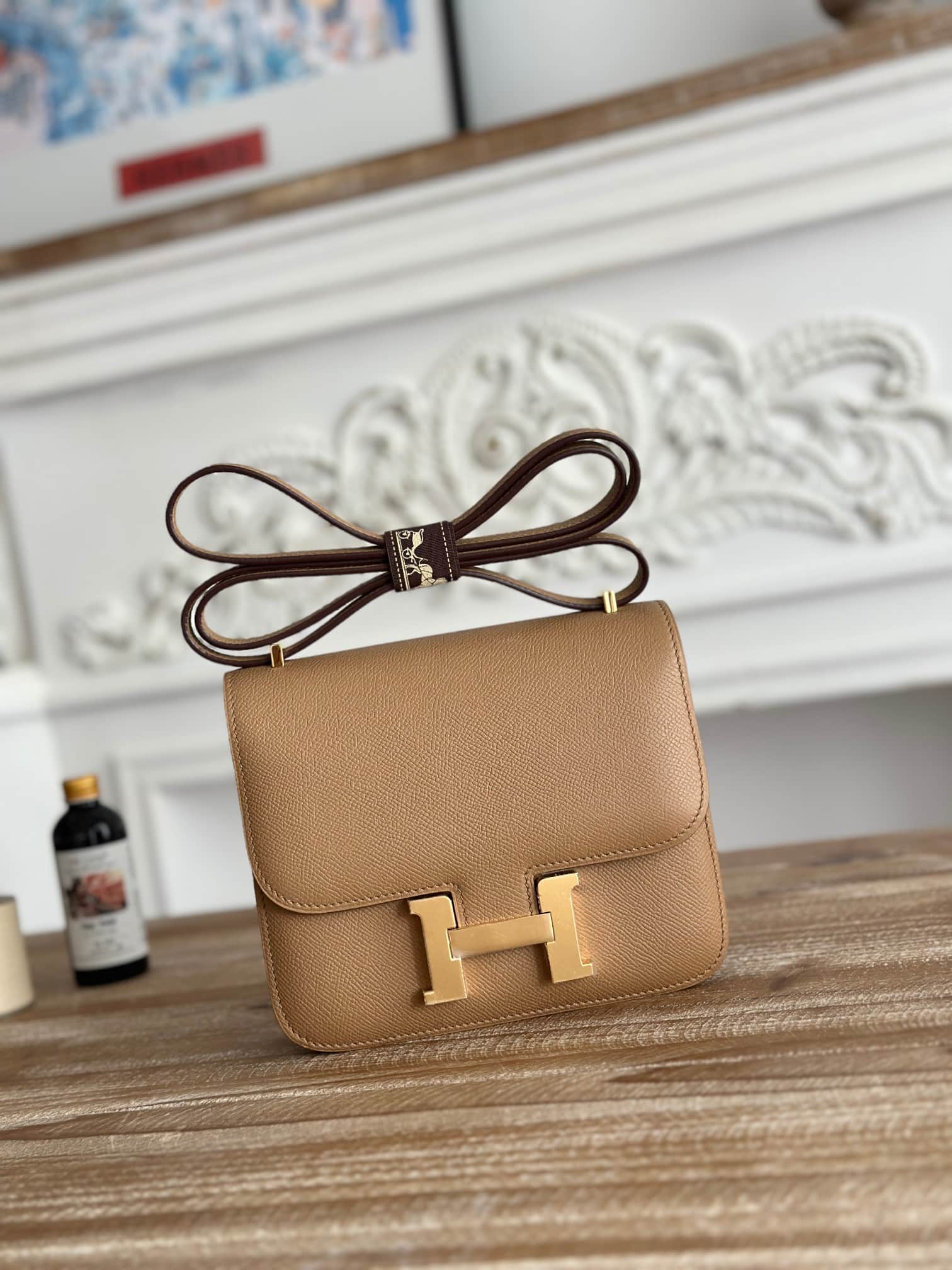 Hermes Mini Constance 18cm Epsom Bag WAX Chai High