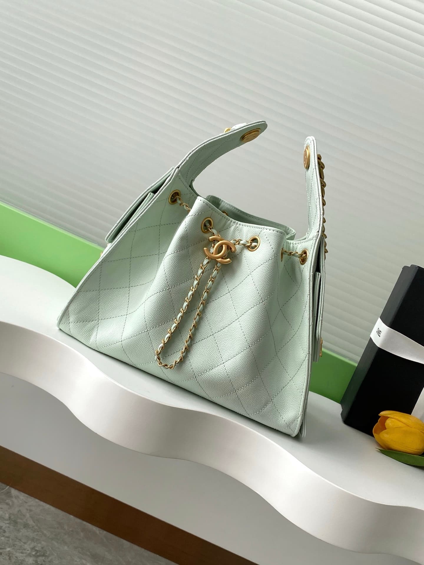 Chanel 25 Small Hobo handbag AS5293 Grained Calfskin & Gold-tone Metal Green A