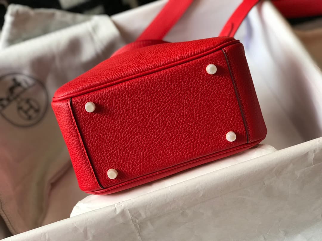 Hermes Lindy Mini Bag Calfskin Leather In Red High