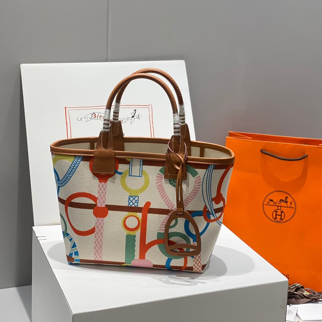 Hermes Steeple Bags Leather with Canvas WAX High