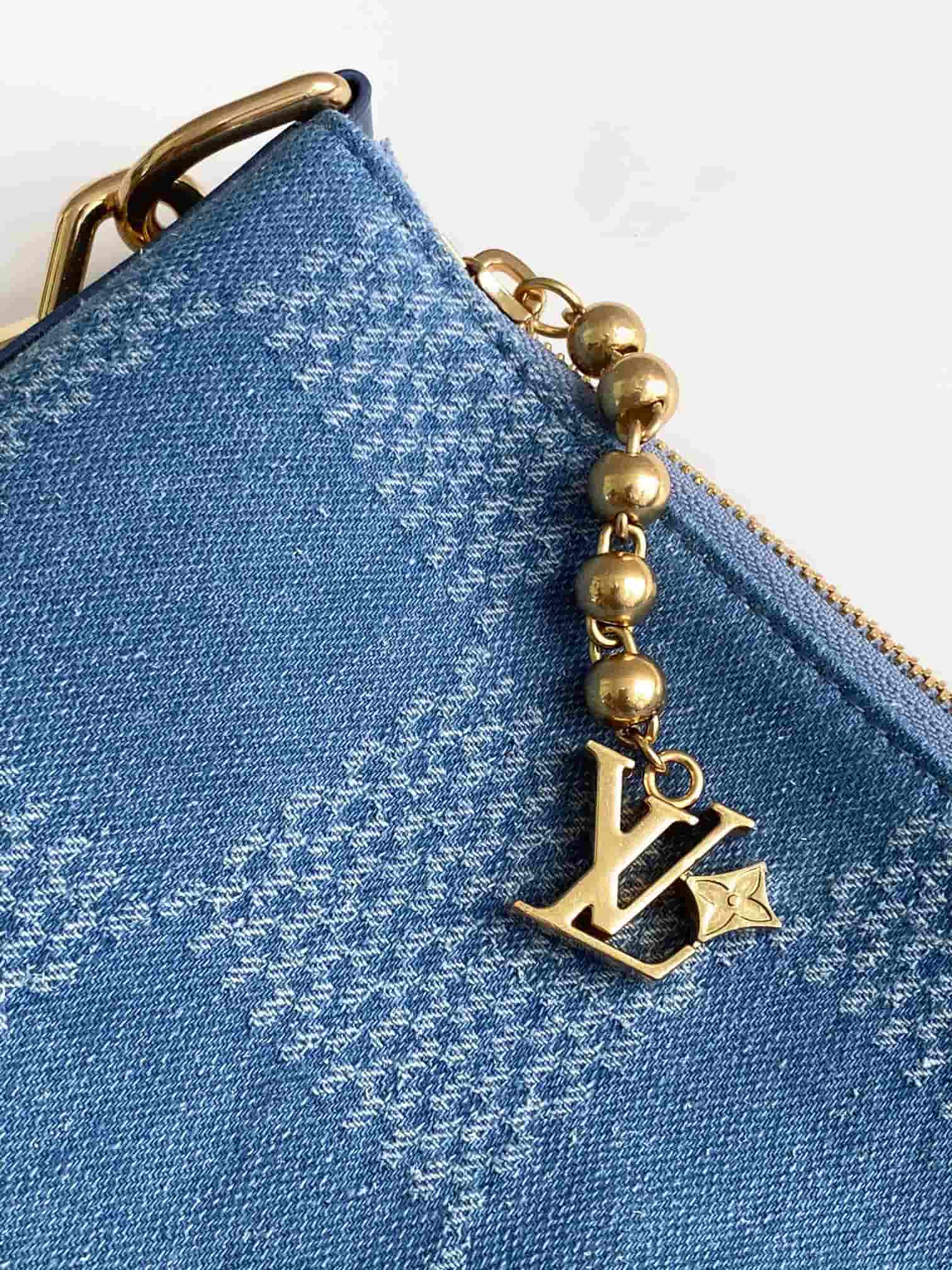 Louis Vuitton Vagabond Hobo Denim Blue Damier Denim 3D cotton canvas N00202 High