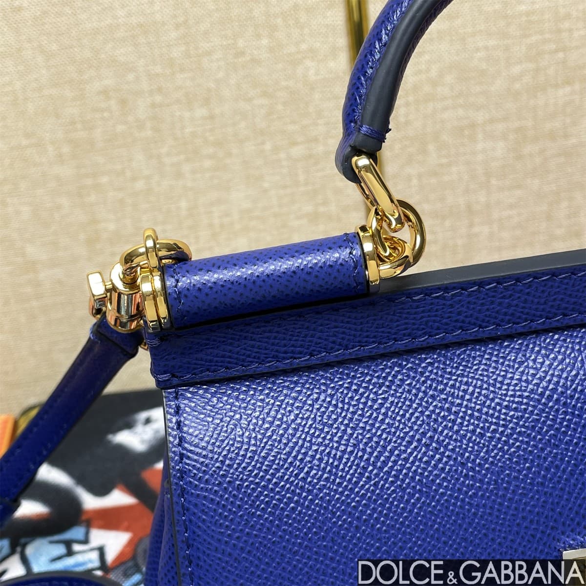 Dolce & Gabbana Miss Sicily top handle bag calfskin leather Royal blue high