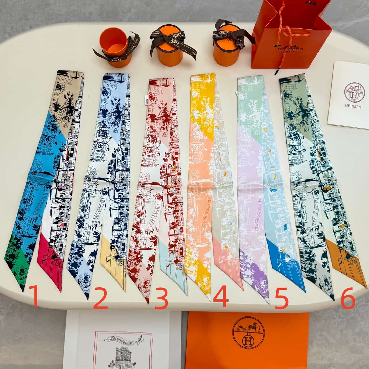 Hermes A l'Ombre des Boulevards Twilly scarf