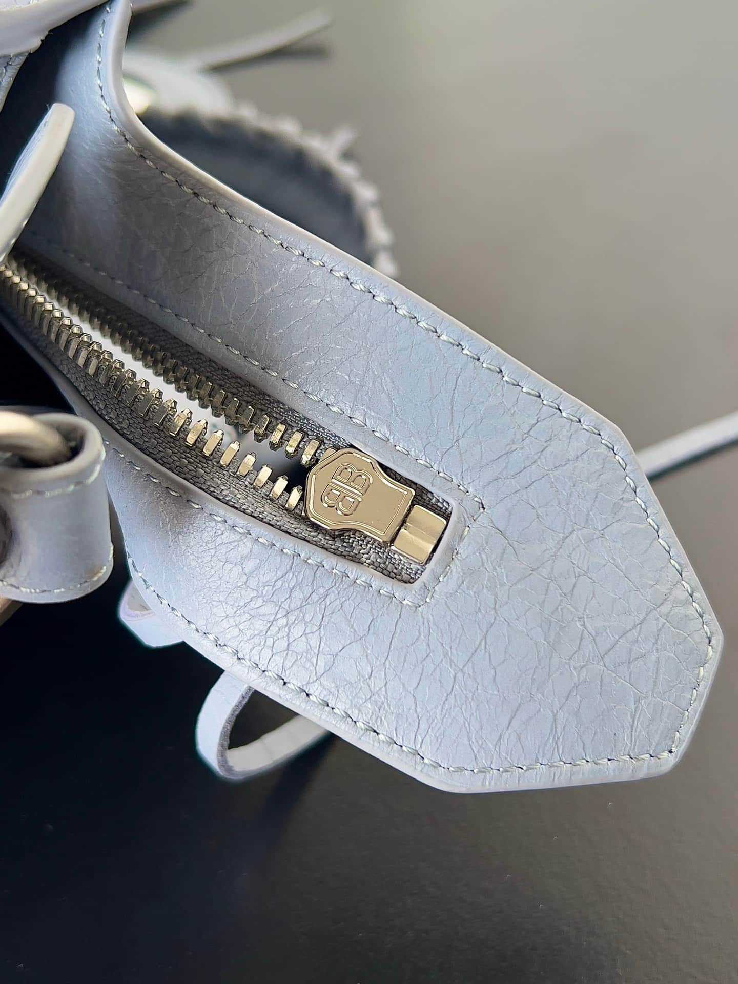 Balenciaga Small Neo Cagole City bag in grey blue lambskin leather High