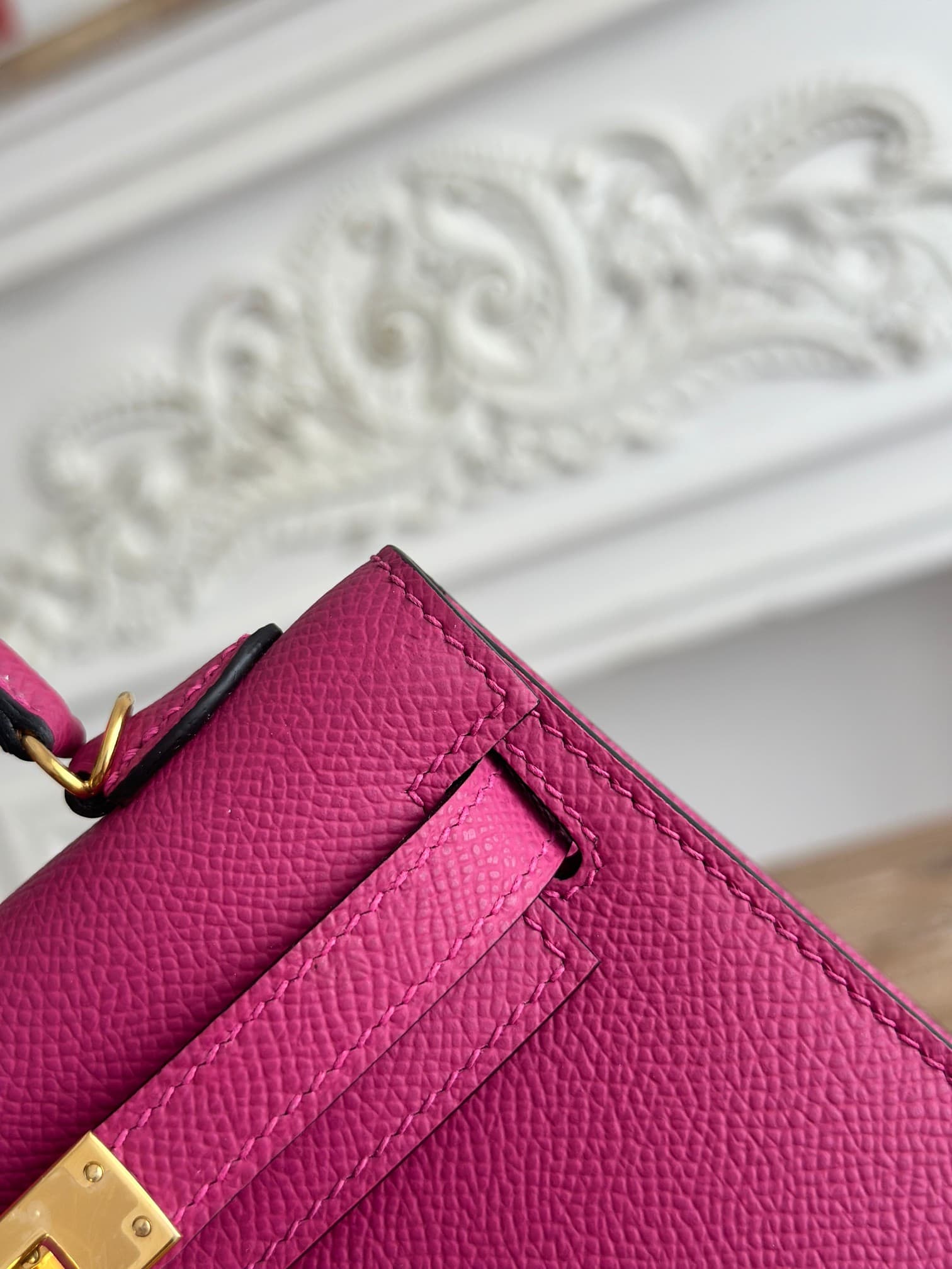 Hermes Kelly Mini II Bag Epsom Leather WAX Rose Pourpre High