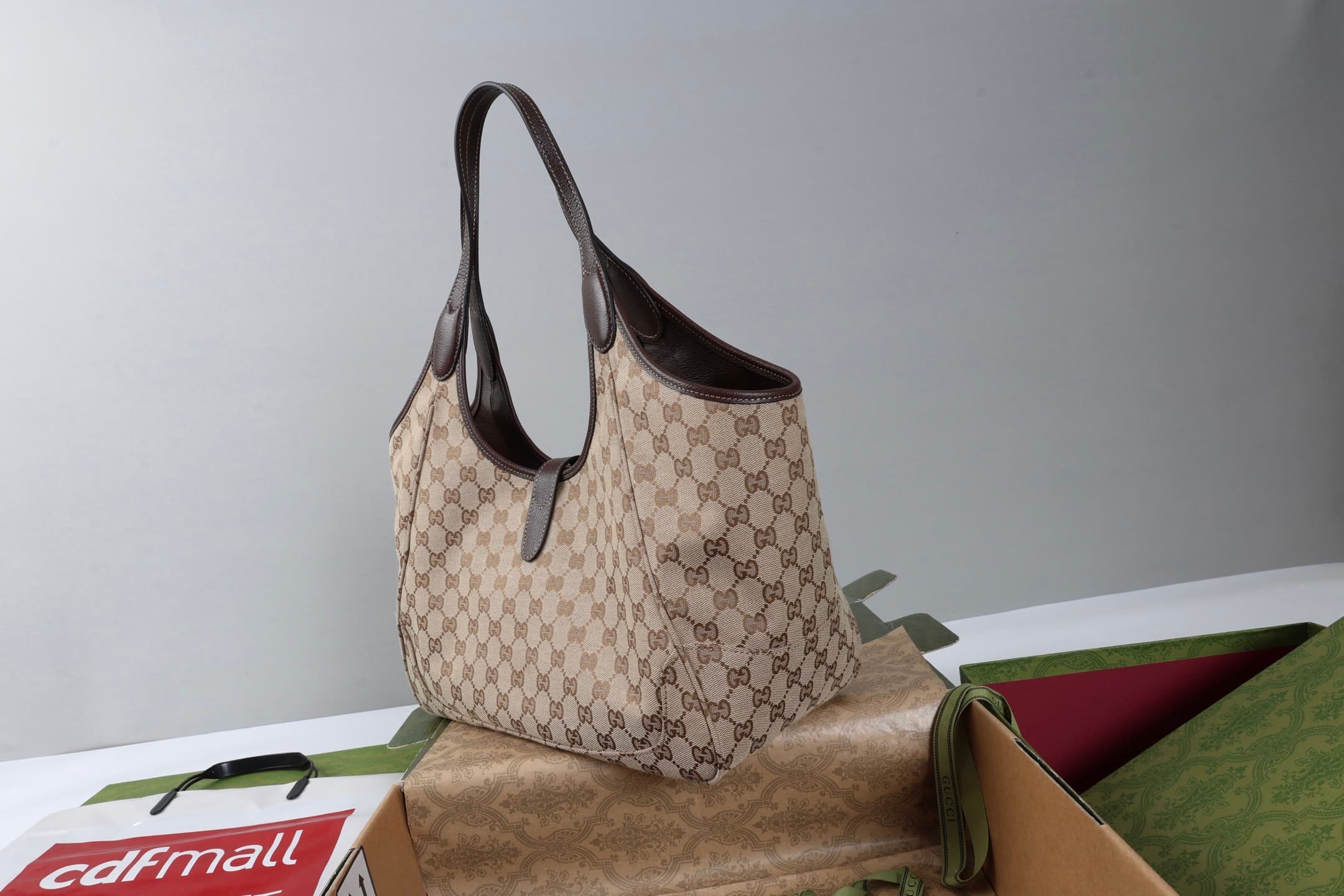 Gucci Mercato medium tote bag sand and brown GG canvas 866645 High