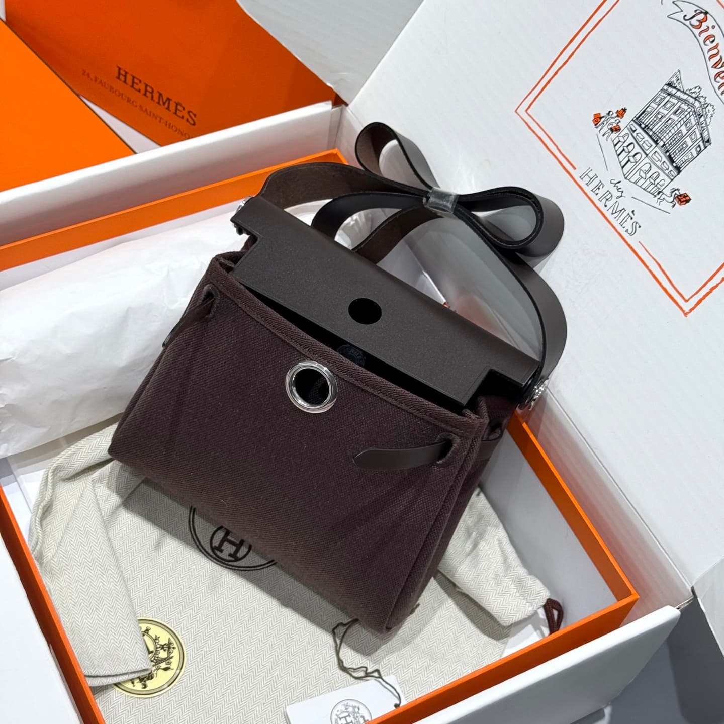Hermes Herbag Zip Mini 20 bag Canvas and Leather Top