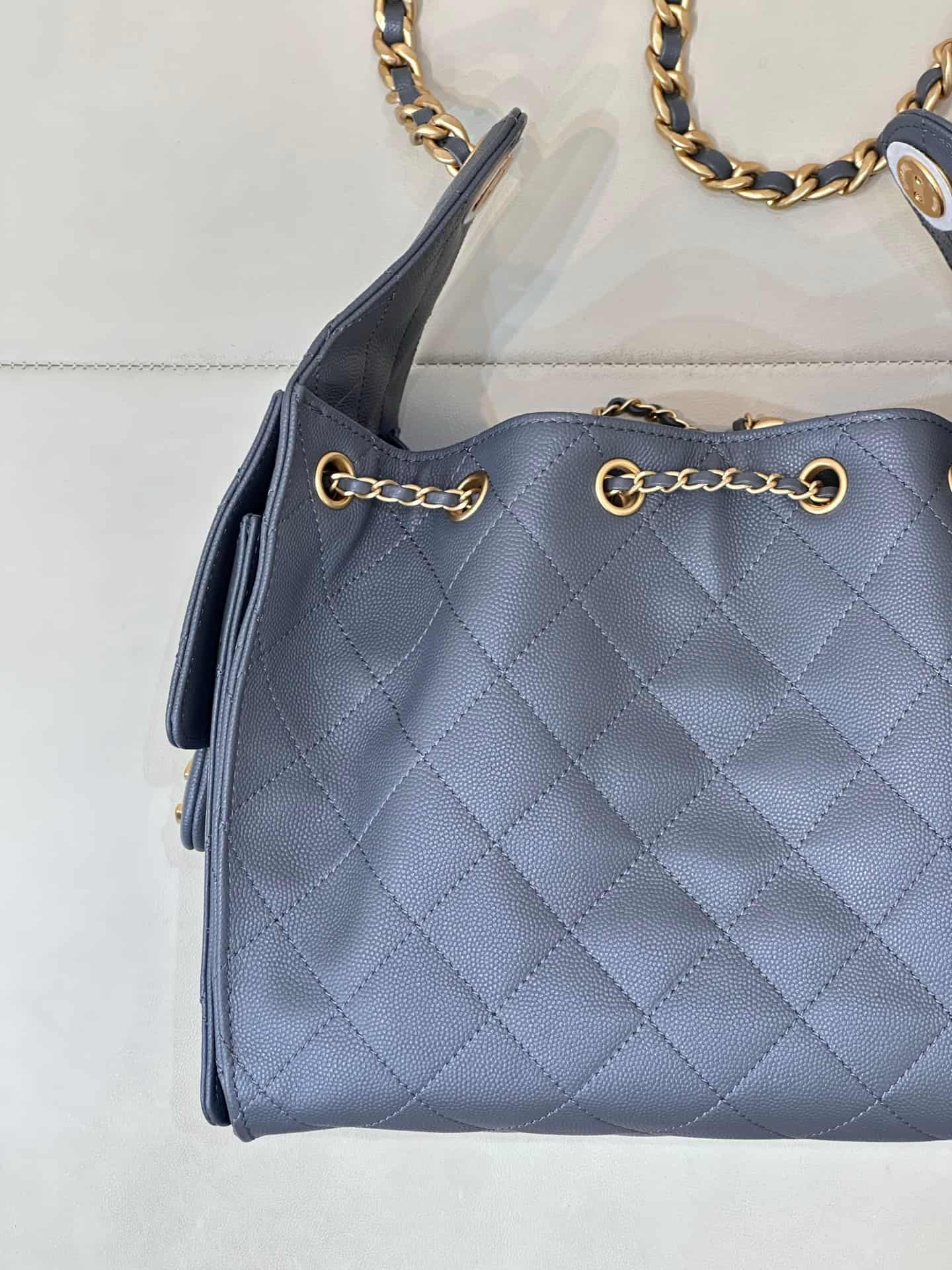 Chanel 25 Small Hobo handbag AS5293 Grained Calfskin & Gold-tone Metal Dark Grey TOP