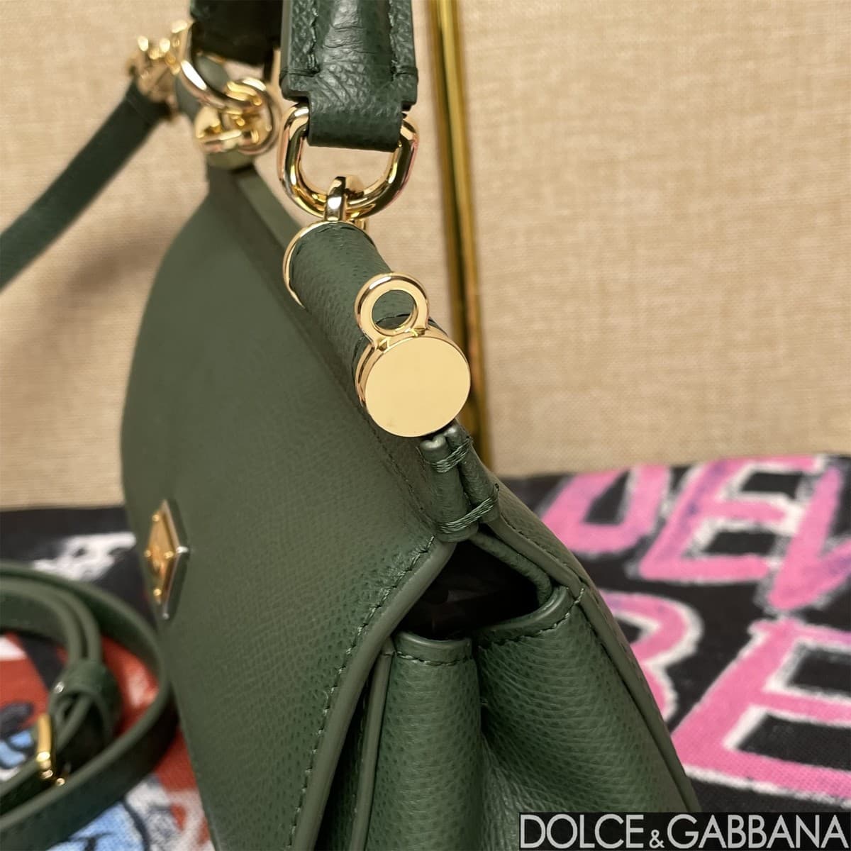 Dolce & Gabbana Miss Sicily top handle bag calfskin leather Green high