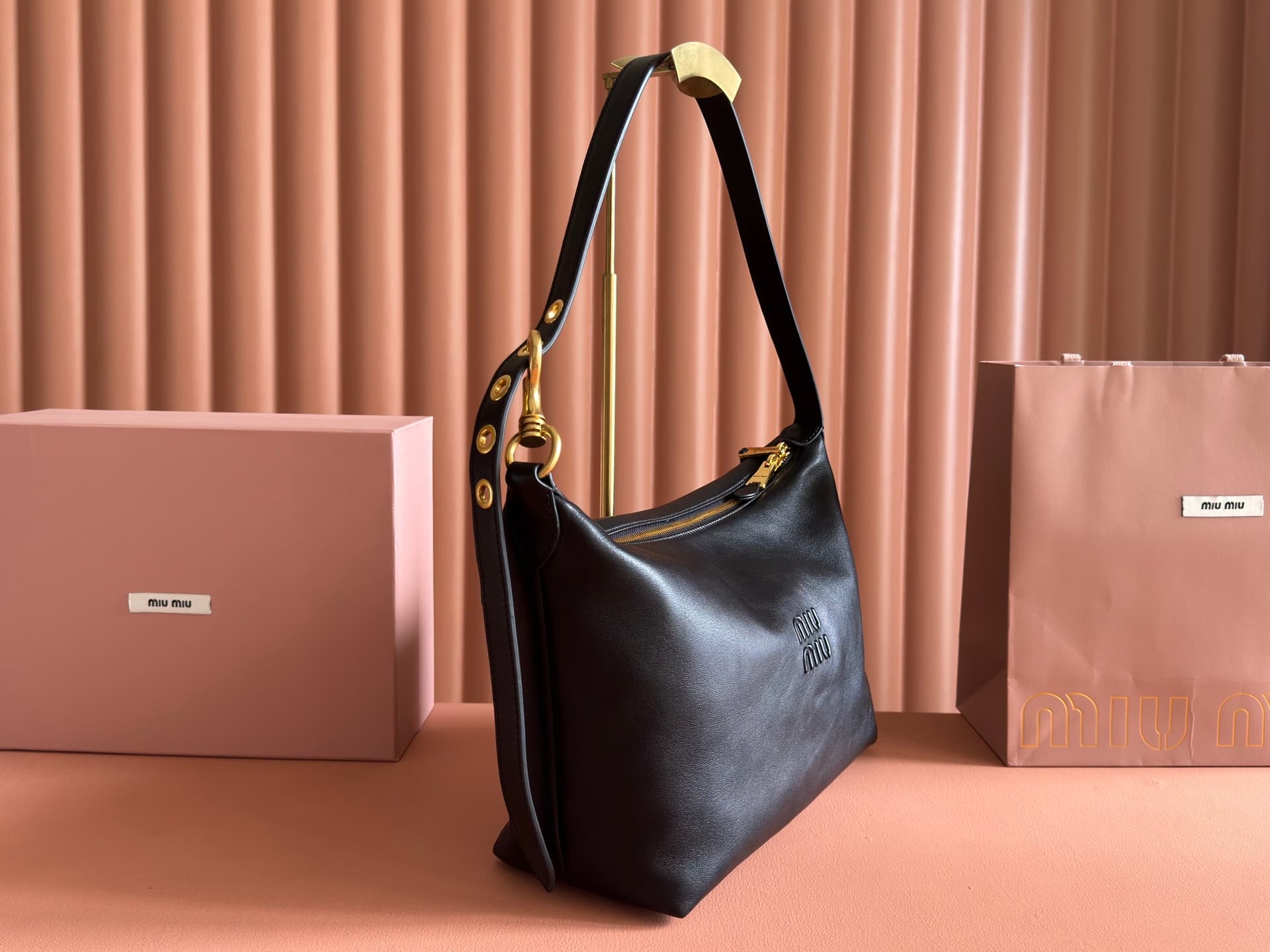 Miu Miu Spirit nappa leather bag Black 5BC217 High