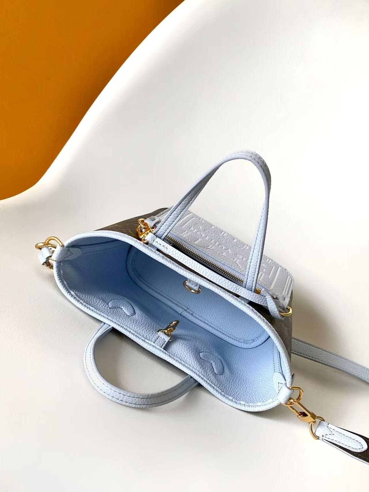Louis Vuitton Neverfull Bandoulière Inside Out BB Monogram Sky Blue M28336 High