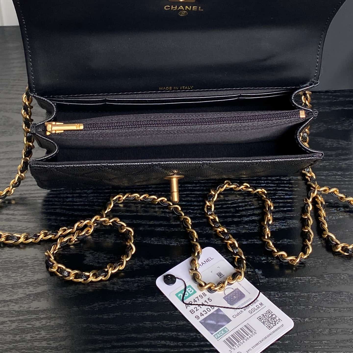 Chanel Mini Flap Bag with Top Handle Grained Shiny Calfskin & Gold-Tone Metal Black AP4798 A