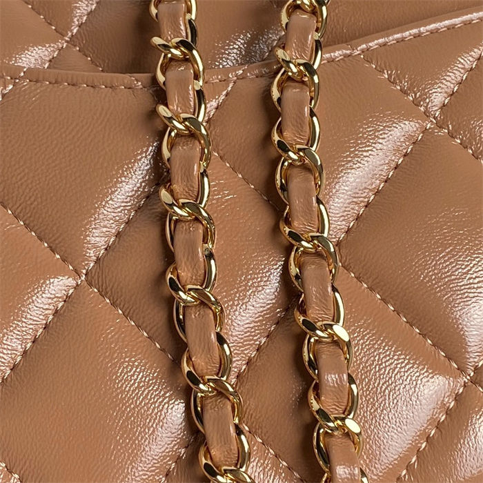 Chanel FLAP BAG WITH TOP HANDLE AS5043 Shiny Lambskin Nude A