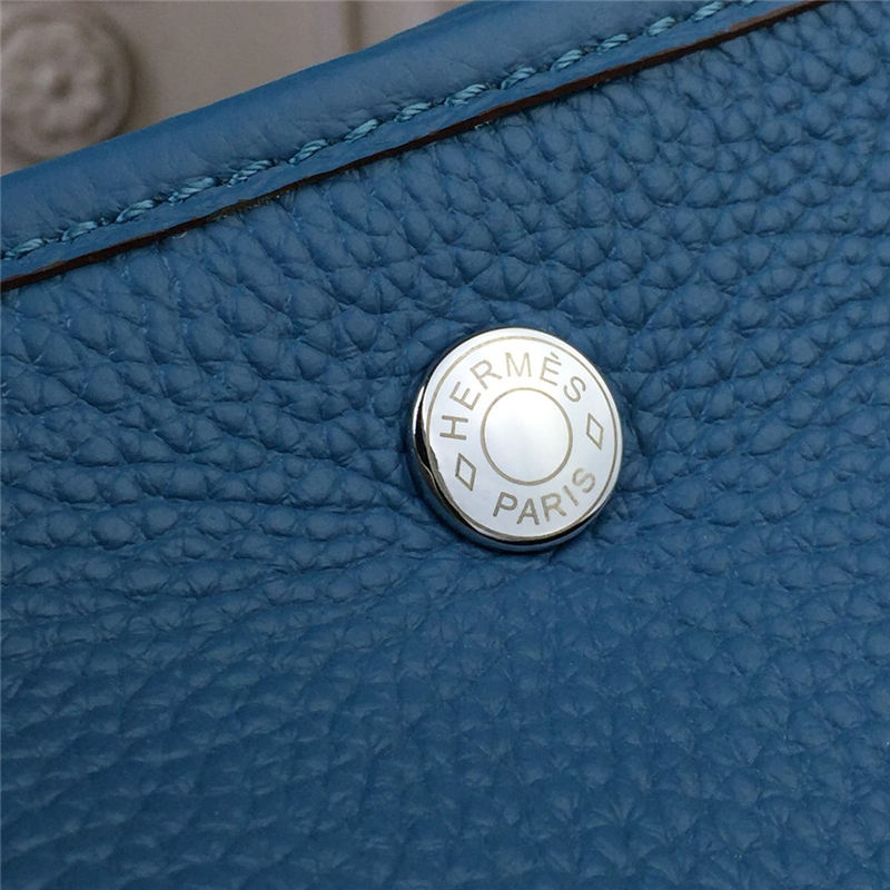 Hermes Garden Party 30/36 Bag Calfskin In Denim Blue High
